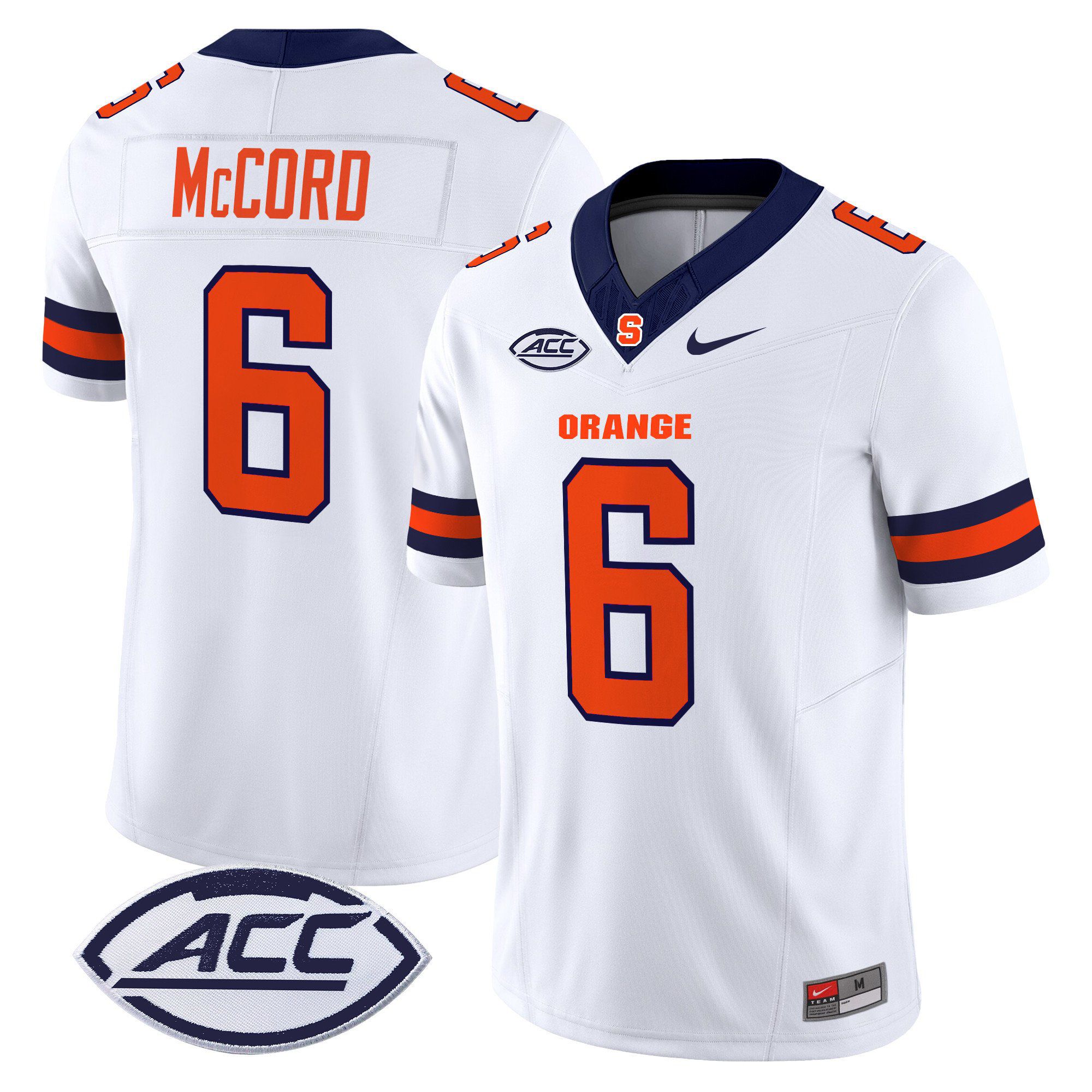 Men Syracuse Orange #6 Mccord White Nike 2024 Vapor Limited NCAA Jersey